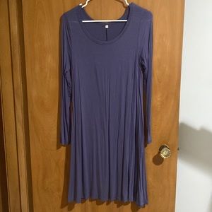 Womens Purple Long Sleeve Dress